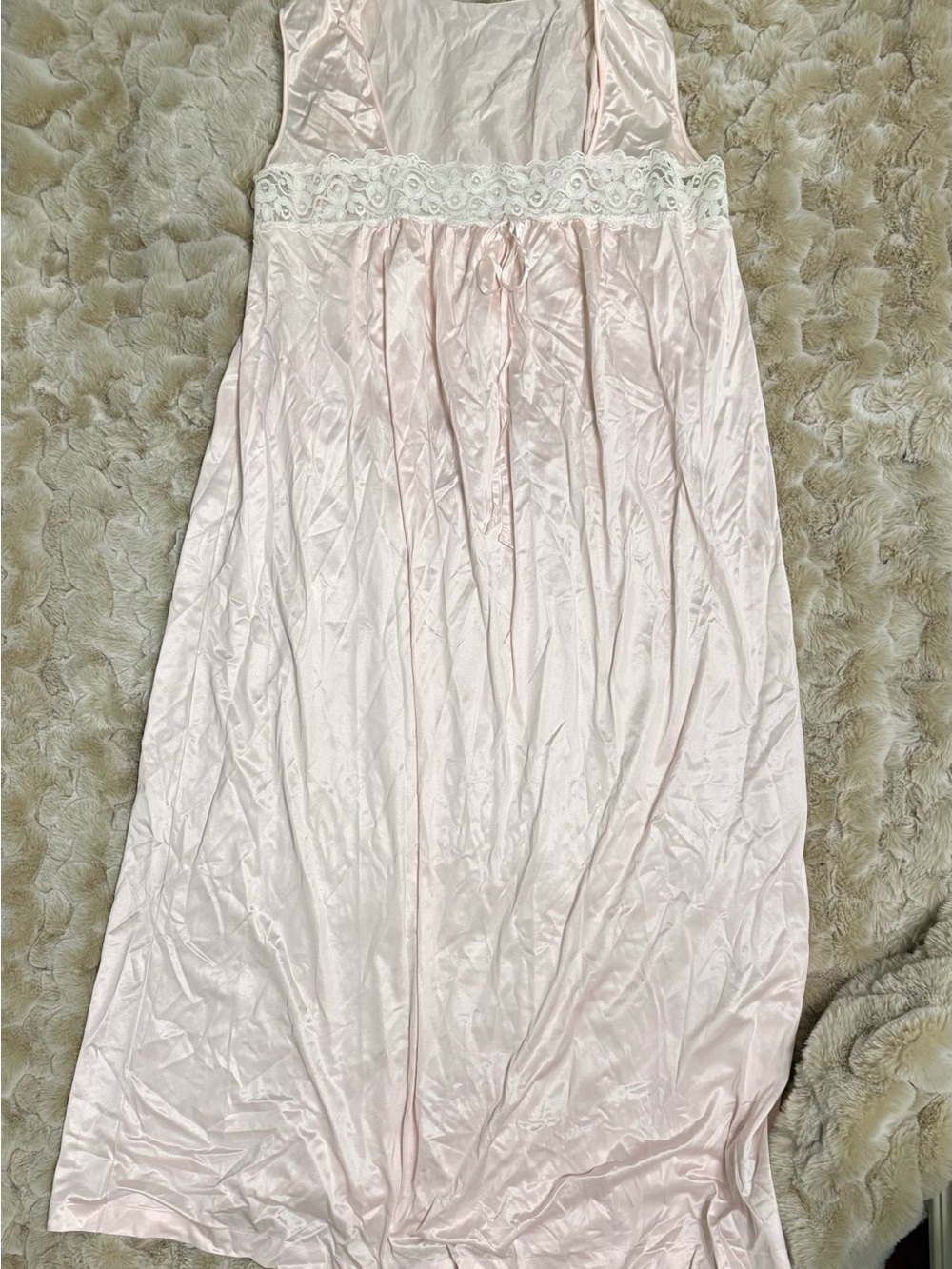 Vintage 1960s Pinehurst Pink Satin Slip Dress with Lace Trim